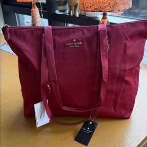 kate spade mulberry red Nylon and leather Tote with Pouch